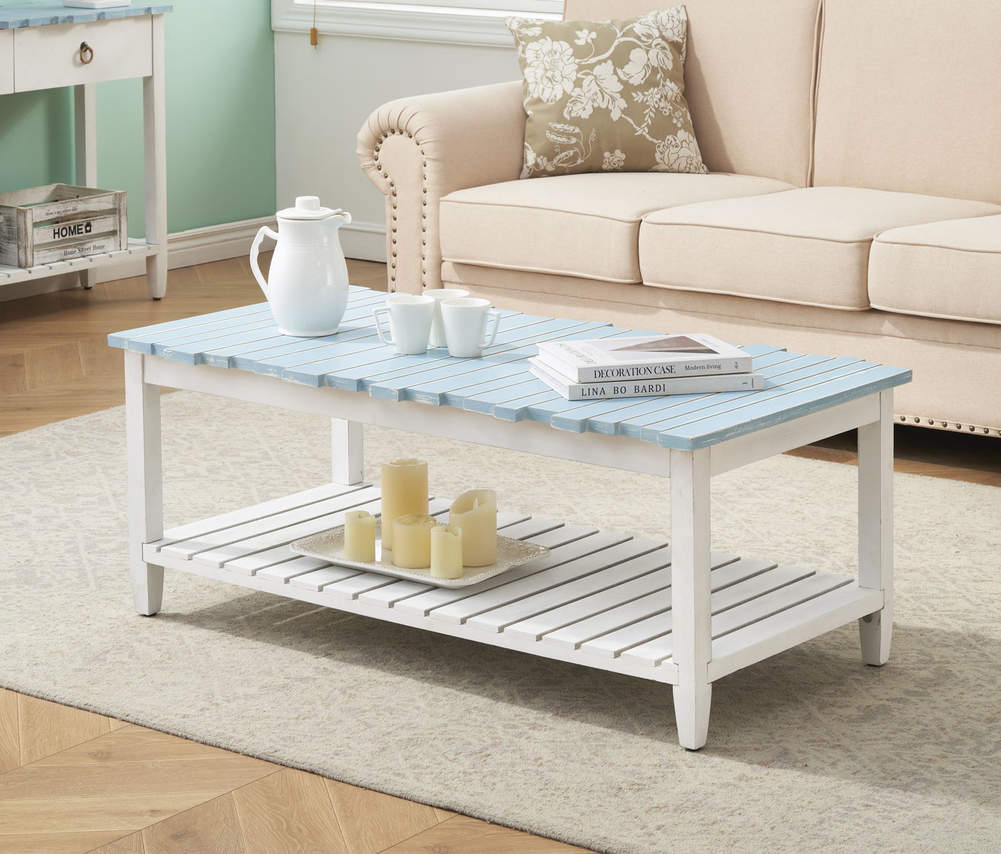 Boardwalk - Cocktail Table - White / Blueish Green - Premium Cocktail Tables from Coast2Coast Home - Just $1155! Shop now at brett interiors