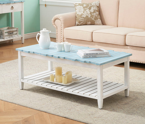 Boardwalk - Cocktail Table - White / Blueish Green - Premium Cocktail Tables from Coast2Coast Home - Just $1155! Shop now at brett interiors
