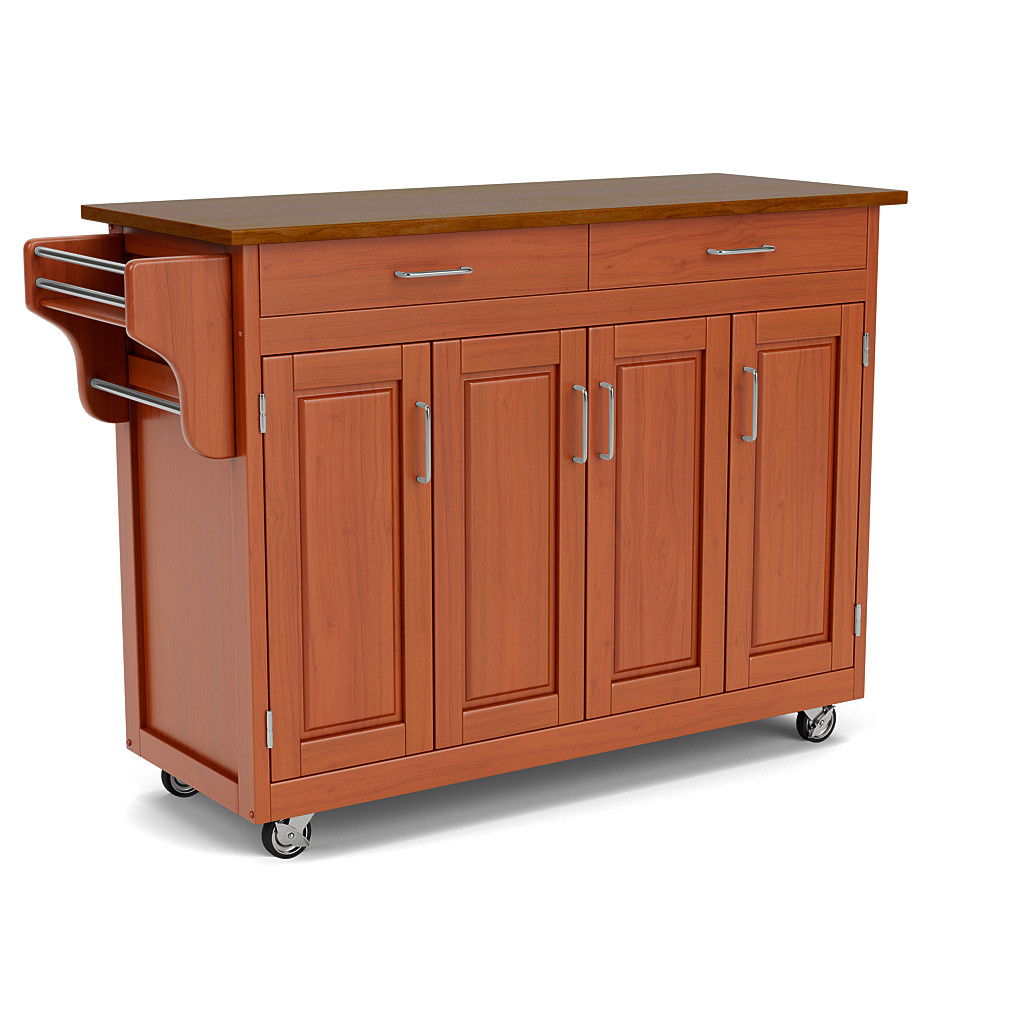 Create-A-Cart - 4 Doors Kitchen Cart - Cherry Wood Top - Premium Islands & Carts from Homestyles - Just $712.50! Shop now at brett interiors