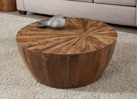 Del Sol - Solid Wood Table With Offset Sunburst Patterned Top - Premium Cocktail Tables from Coast2Coast Home - Just $1237.50! Shop now at brett interiors