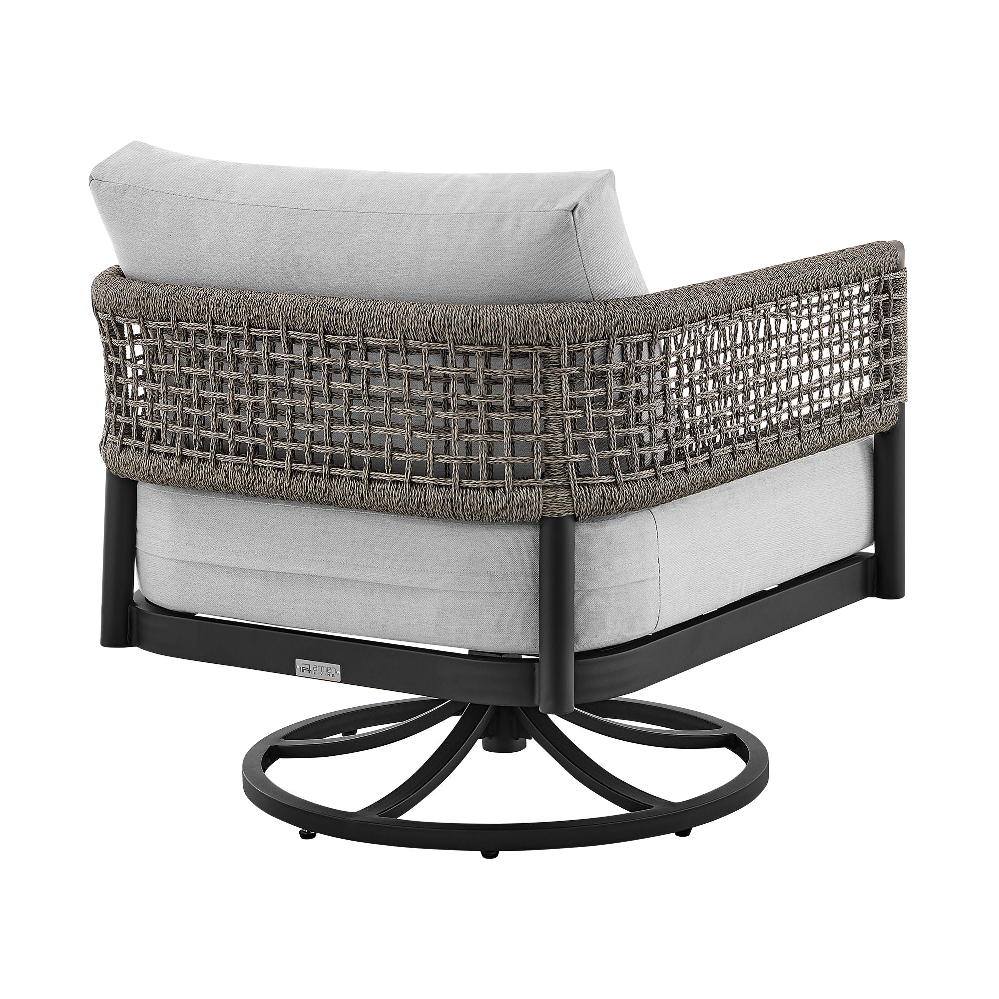 Alegria And Menorca - 3 Piece Patio Outdoor Swivel Seating Set With Cushions - Black / Gray - Premium 3 Piece Outdoor Sets from Armen Living - Just $3827.50! Shop now at brett interiors