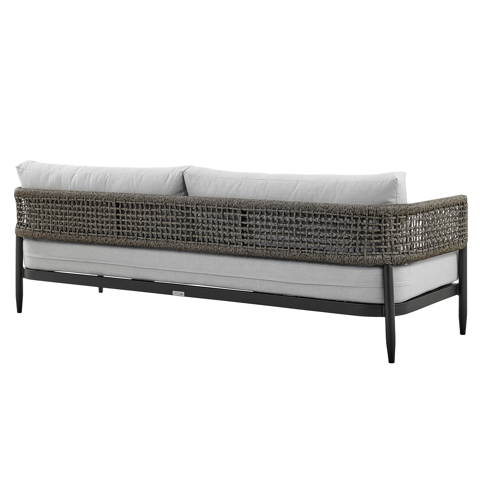Alegria - 4 Piece Outdoor Black Aluminum & Rope Conversation Set With Cushions - Light Gray - Premium 4 Piece Outdoor Sets from Armen Living - Just $5412.50! Shop now at brett interiors
