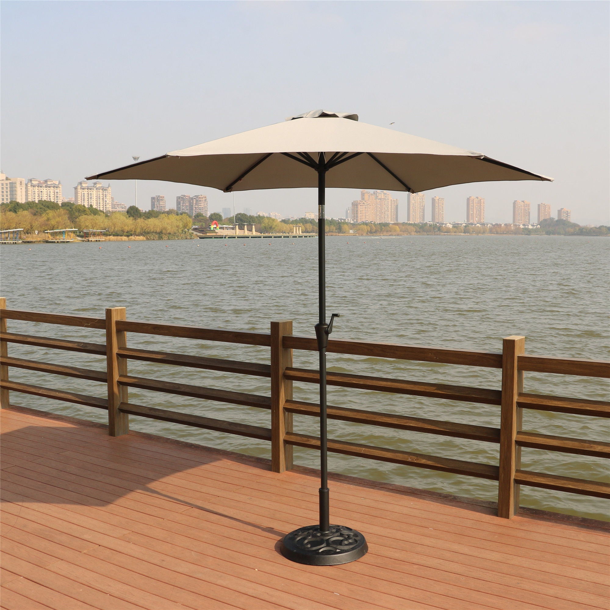 8.8' Outdoor Aluminum Patio Umbrella, Market Umbrella With 33 Pounds Round Resin Umbrella Base Lift - Premium Umbrellas & Canopies from Gather Craft - Just $203! Shop now at brett interiors