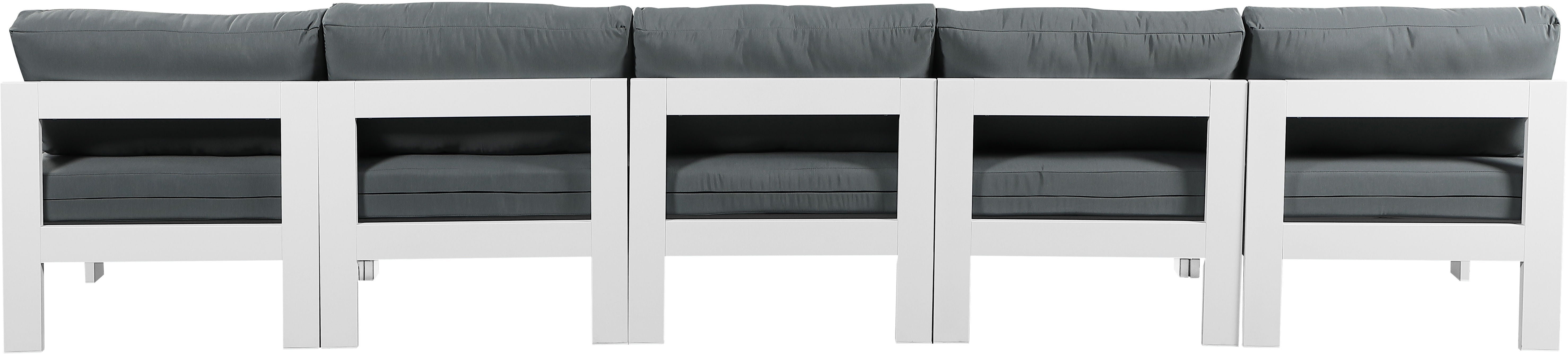 Nizuc - Outdoor Patio Modular Sofa 5 Seats - Grey - Metal - Modern & Contemporary - Premium Sofas from Meridian Furniture - Just $4312.50! Shop now at brett interiors
