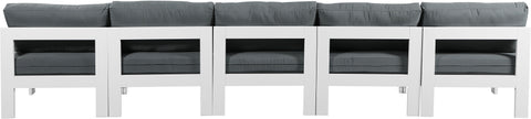 Nizuc - Outdoor Patio Modular Sofa 5 Seats - Grey - Metal - Modern & Contemporary - Premium Sofas from Meridian Furniture - Just $4312.50! Shop now at brett interiors