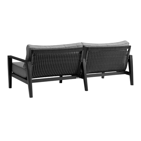 Cayman - 4 Piece Black Aluminum Outdoor Seating Set With Cushion - Black / Dark Gray - Premium 4 Piece Outdoor Sets from Armen Living - Just $4757.50! Shop now at brett interiors