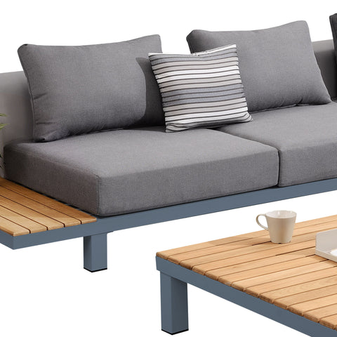 Polo - 4 Piece Outdoor Sectional Set With Cushions And Modern Accent Pillows - Dark Gray - Premium 4 Piece Outdoor Sets from Armen Living - Just $6415! Shop now at brett interiors