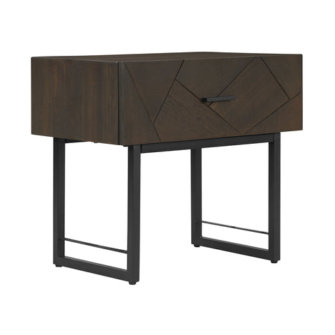 Marquis - 1 Drawer Nighstand With Metal Legs - Oak / Black - Premium Accent Nightstands from Armen Living - Just $595! Shop now at brett interiors