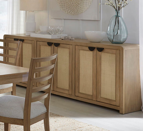 Escape - 90 In. Console With Reversible Panel Doors - Glazed Natural Oak Natural Cane - Premium TV Stands from Parker House - Just $1572.50! Shop now at brett interiors