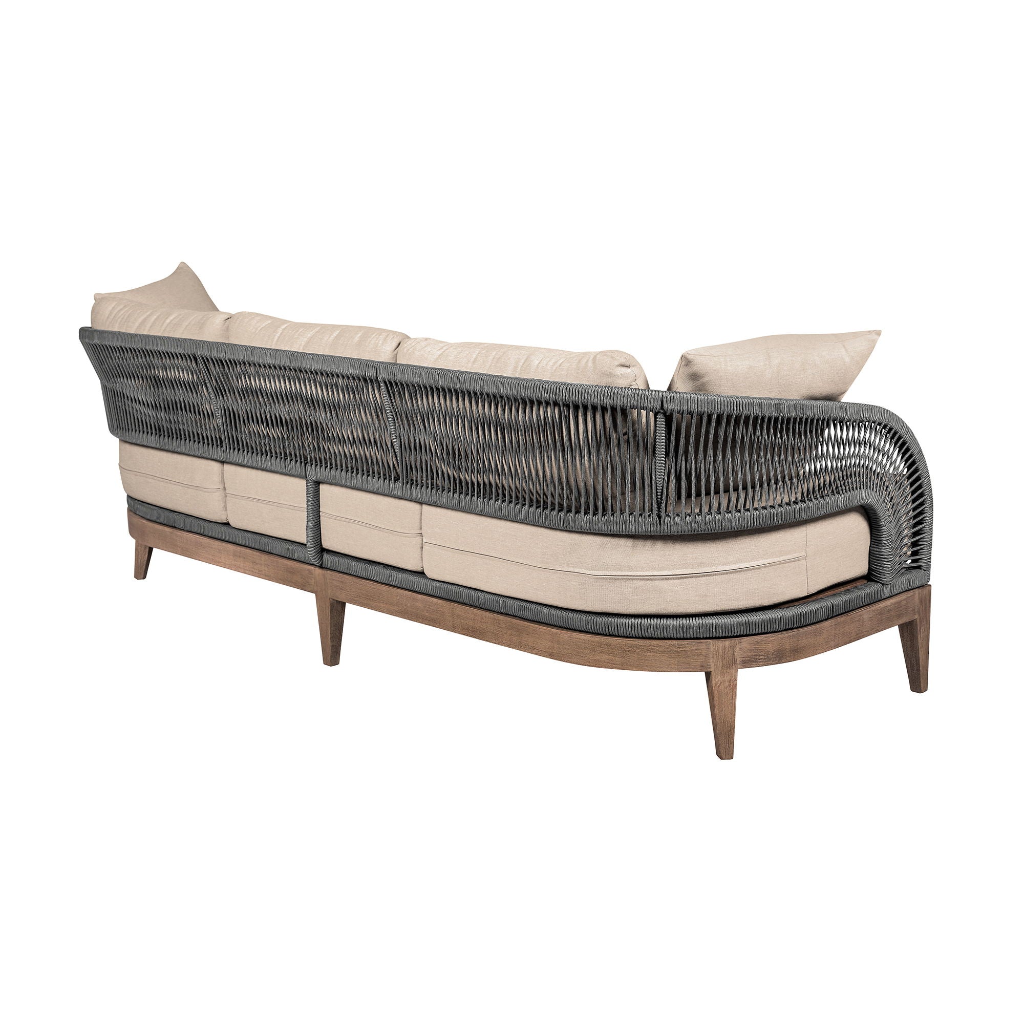 Orbit - Outdoor Patio Sofa - Weathered Eucalyptus / Taupe - Premium Sofas from Armen Living - Just $2487.50! Shop now at brett interiors