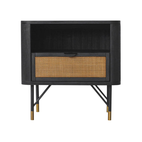 Saratoga - Nightstand With Rattan - Black Acacia - Premium Accent Nightstands from Armen Living - Just $525! Shop now at brett interiors