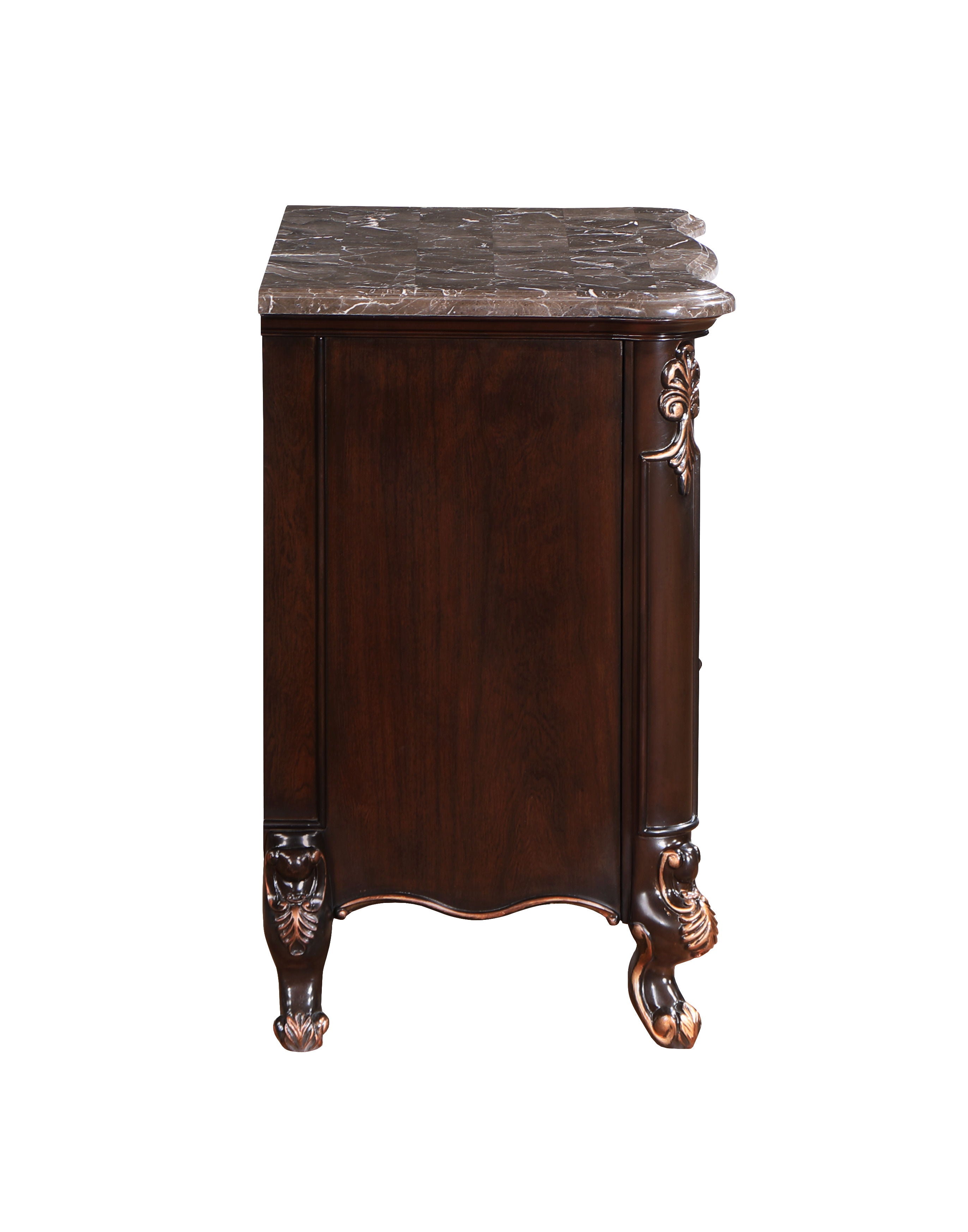 Constantine - Nightstand With Marble Top - Cherry - Premium Accent Nightstands from New Classic - Just $600! Shop now at brett interiors