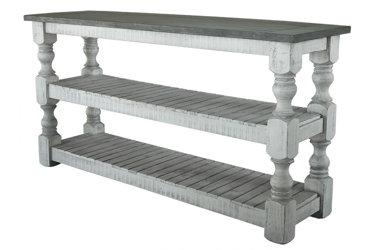Stone - Sofa Table - Antiqued Ivory / Weathered Gray - Premium Sofa Tables from International Furniture Direct - Just $715! Shop now at brett interiors