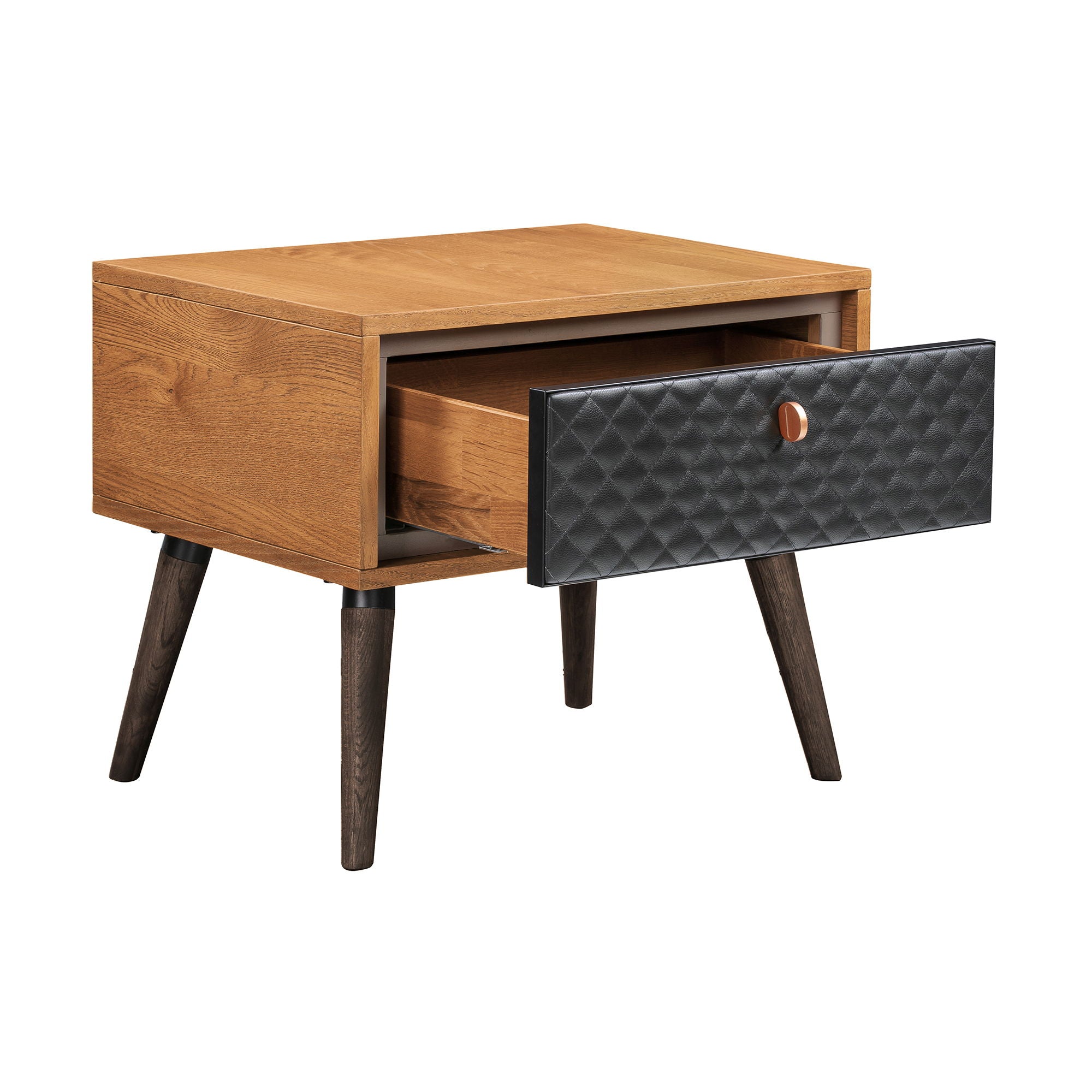 Coco - Rustic Single Drawer Oak Nightstand - Black - Premium Accent Nightstands from Armen Living - Just $425! Shop now at brett interiors