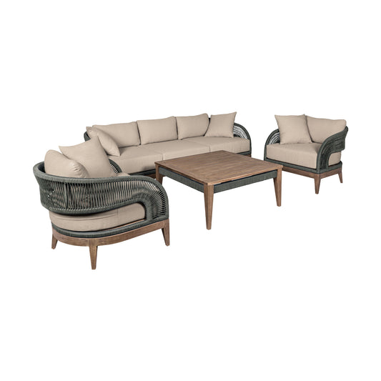 Orbit - Outdoor Patio 4 Piece Conversation Set - Weathered Eucalyptus / Taupe - Premium 4 Piece Outdoor Sets from Armen Living - Just $5920! Shop now at brett interiors