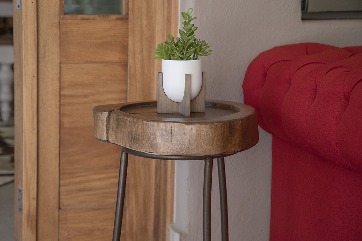 Vivo - Martini Table With Iron Base - Natural Two Tone - Premium Side Tables from International Furniture Direct - Just $402.50! Shop now at brett interiors
