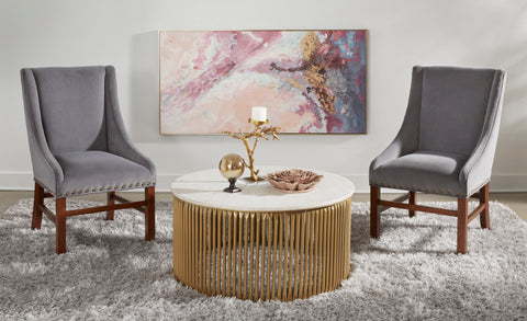 Bella - Cocktail Table - White / Goldtone - Premium Cocktail Tables from Coast2Coast Home - Just $1650! Shop now at brett interiors