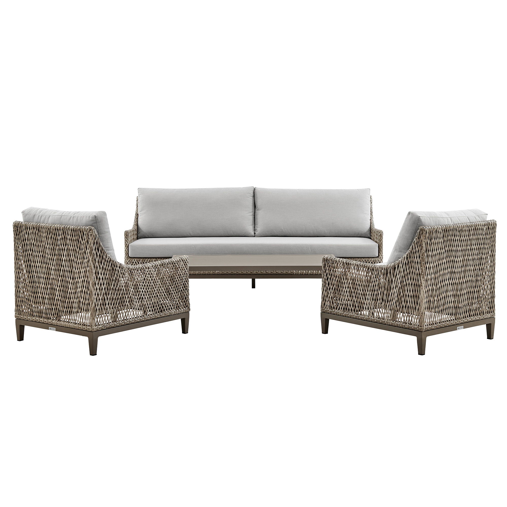 Grenada - 4 Piece Outdoor Wicker Conversation Set - Gray - Premium 4 Piece Outdoor Sets from Armen Living - Just $5980! Shop now at brett interiors
