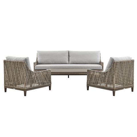Grenada - 4 Piece Outdoor Wicker Conversation Set - Gray - Premium 4 Piece Outdoor Sets from Armen Living - Just $5980! Shop now at brett interiors
