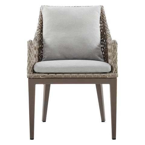 Grenada - Outdoor Wicker And Aluminum Dining Chair With Cushions (Set of 2) - Beige / Gray - Premium Chair Sets from Armen Living - Just $1610! Shop now at brett interiors