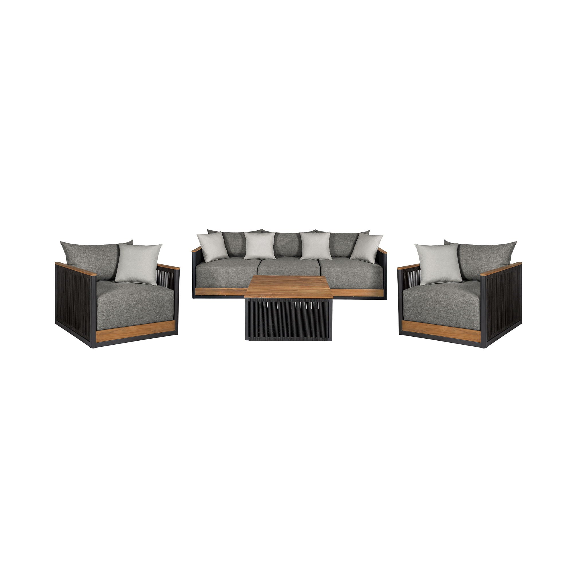 Artesia - Outdoor Patio 4 Piece Conversation Set - Teak / Dark Gray - Premium 4 Piece Outdoor Sets from Armen Living - Just $6277.50! Shop now at brett interiors