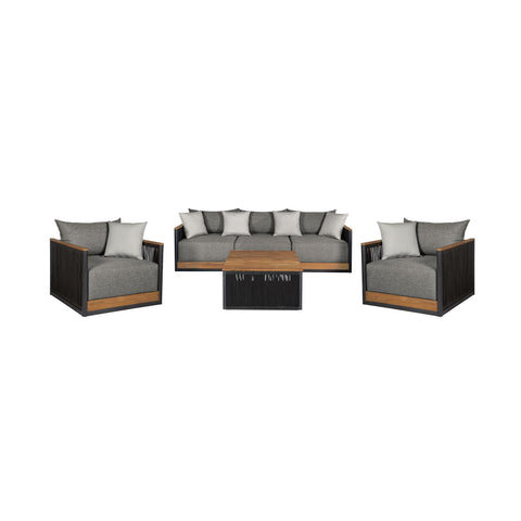 Artesia - Outdoor Patio 4 Piece Conversation Set - Teak / Dark Gray - Premium 4 Piece Outdoor Sets from Armen Living - Just $6277.50! Shop now at brett interiors