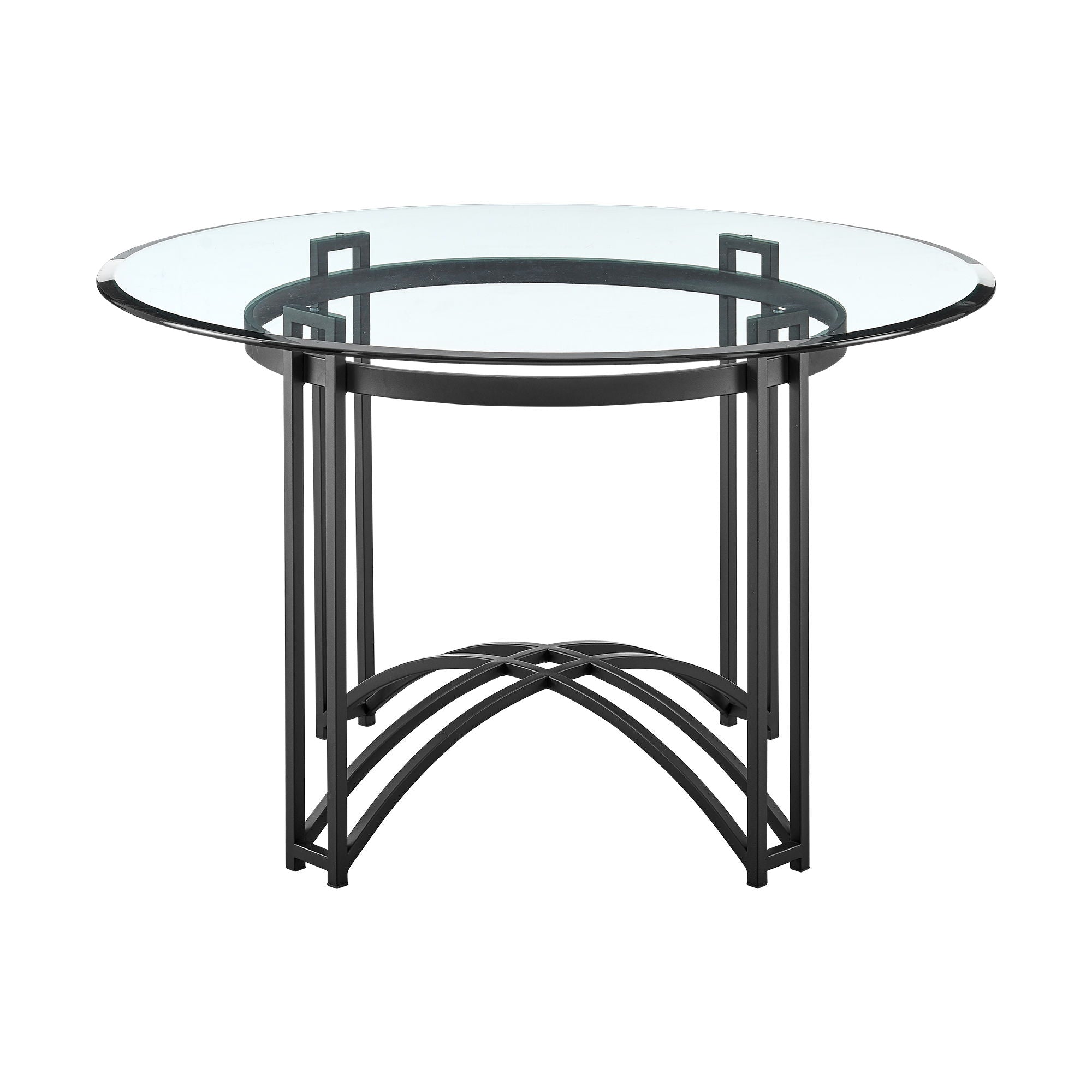 Tibet - Contemporary Round Glass Dining Table - Matte Black - Premium Dining Tables from Armen Living - Just $647.50! Shop now at brett interiors