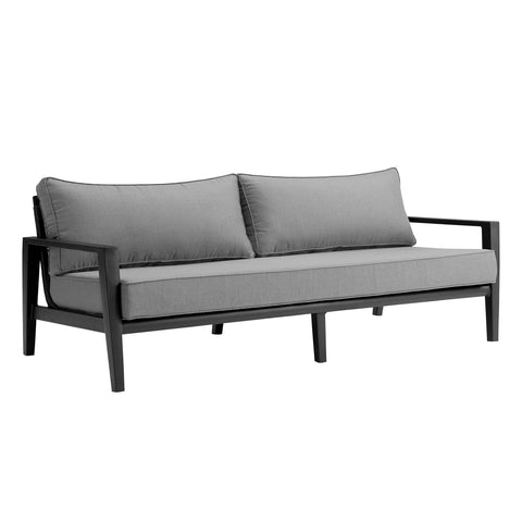Cayman - 4 Piece Black Aluminum Outdoor Seating Set With Cushion - Black / Dark Gray - Premium 4 Piece Outdoor Sets from Armen Living - Just $4757.50! Shop now at brett interiors
