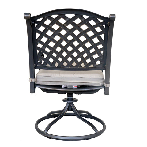 Cast Dessert Night Aluminum 5 Piece Round Dining Set With 4 Swivel Rockers - Sand Dollar Cushions - Premium 5 Piece Outdoor Sets from Gather Craft - Just $2654! Shop now at brett interiors