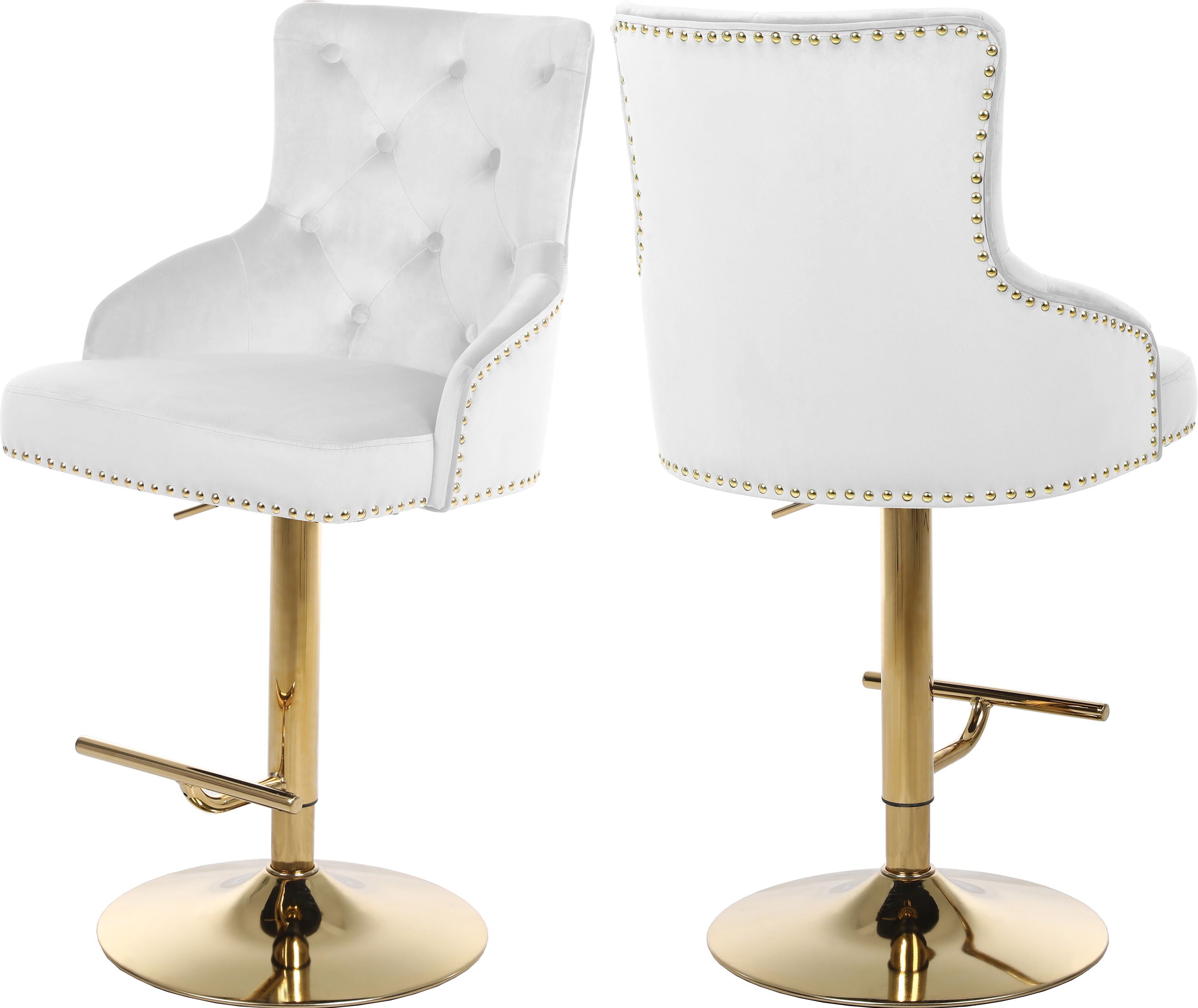 Claude - Adjustable Stool with Gold Base - Premium Adjustable Height from Meridian Furniture - Just $412.50! Shop now at brett interiors