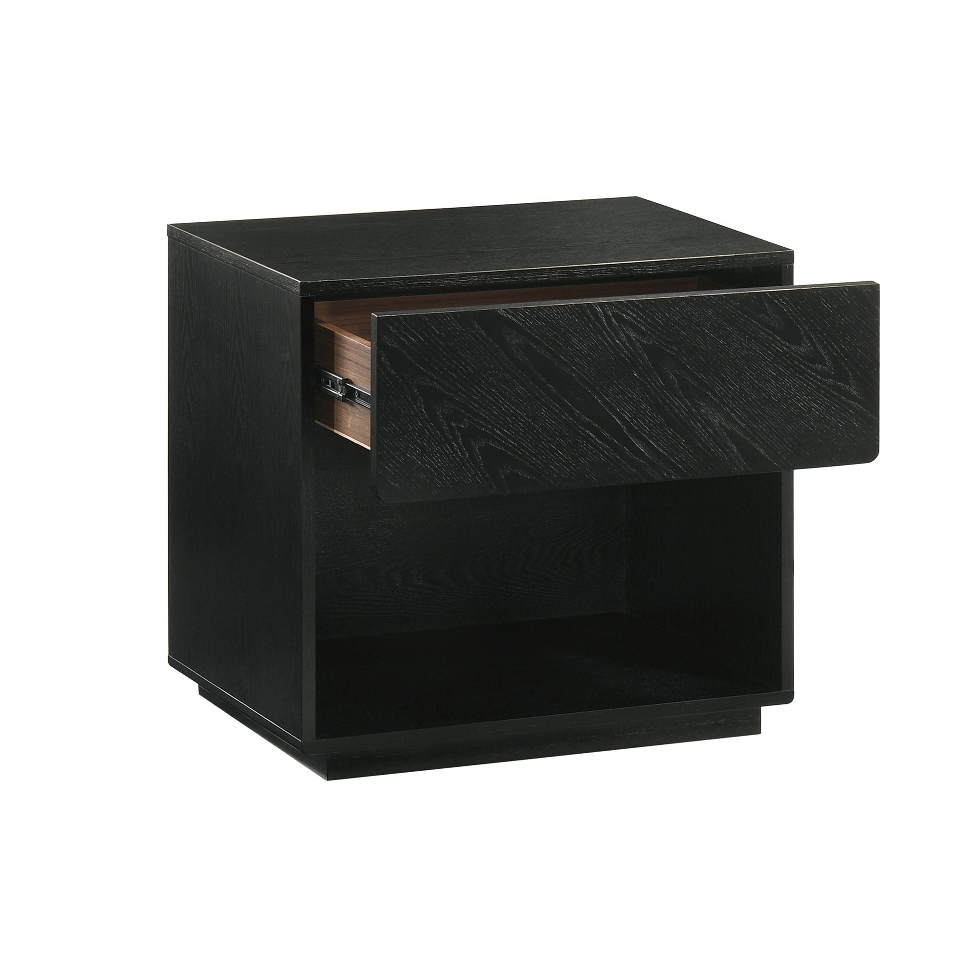 Petra - 1 Drawer Wood Nightstand - Black - Premium Accent Nightstands from Armen Living - Just $377.50! Shop now at brett interiors