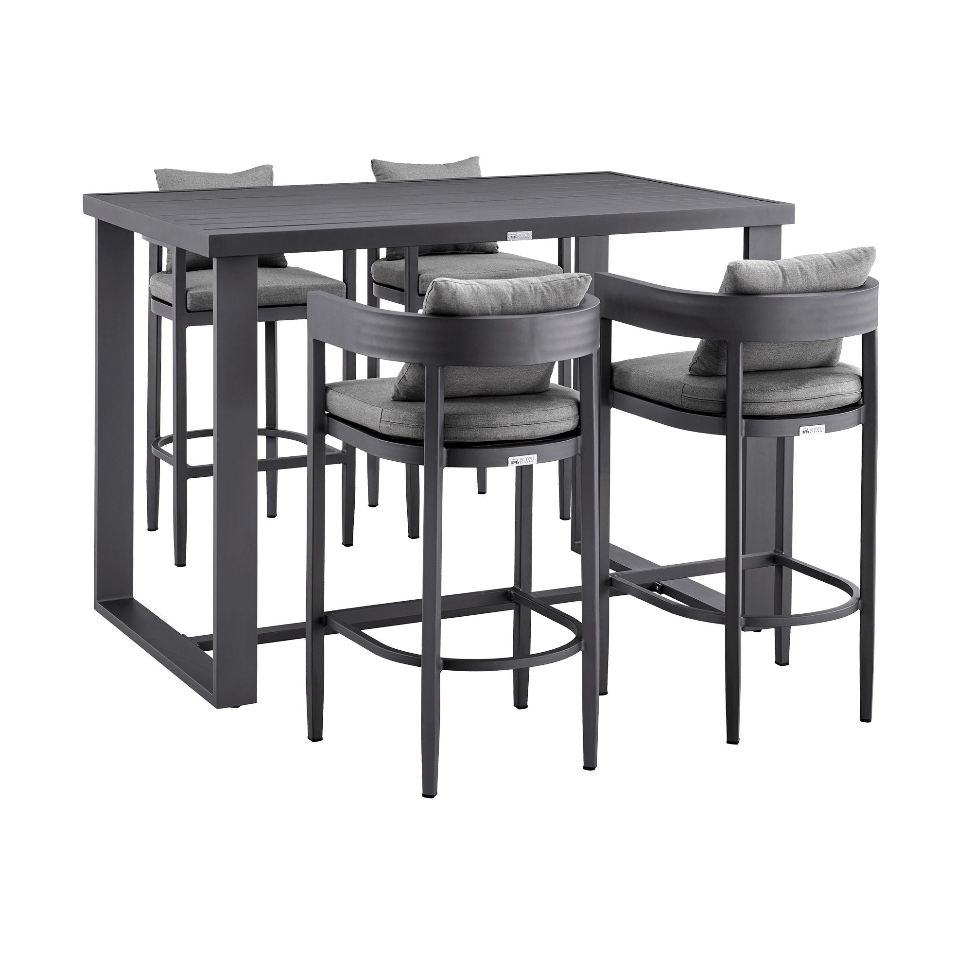 Menorca - Outdoor Patio 5 Piece Bar Table Set - Gray - Premium 5 Piece Outdoor Sets from Armen Living - Just $4560! Shop now at brett interiors