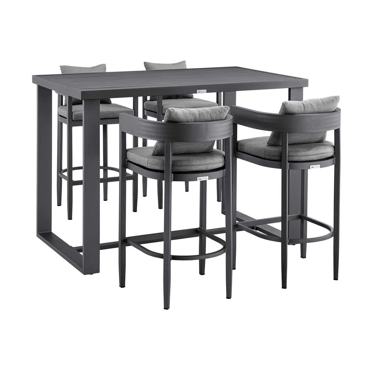 Menorca - Outdoor Patio 5 Piece Bar Table Set - Gray - Premium 5 Piece Outdoor Sets from Armen Living - Just $4560! Shop now at brett interiors