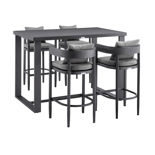 Menorca - Outdoor Patio 5 Piece Bar Table Set - Gray - Premium 5 Piece Outdoor Sets from Armen Living - Just $4560! Shop now at brett interiors