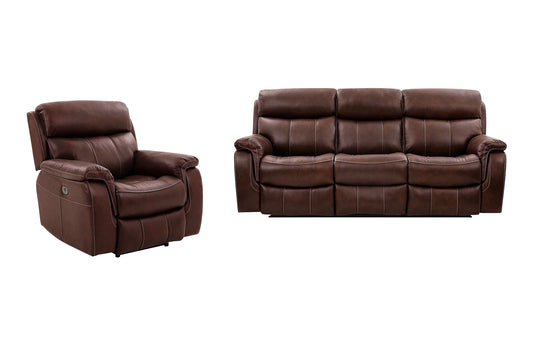 Montague - Dual Power Reclining 2 Piece Sofa And Recliner Set - Brown - Premium 2 Piece Living Room Sets from Armen Living - Just $4330! Shop now at brett interiors