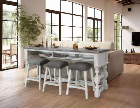 Stone - Sofa Table With Shelf - Antiqued Ivory / Weathered Gray - Premium Sofa Tables from International Furniture Direct - Just $932.50! Shop now at brett interiors