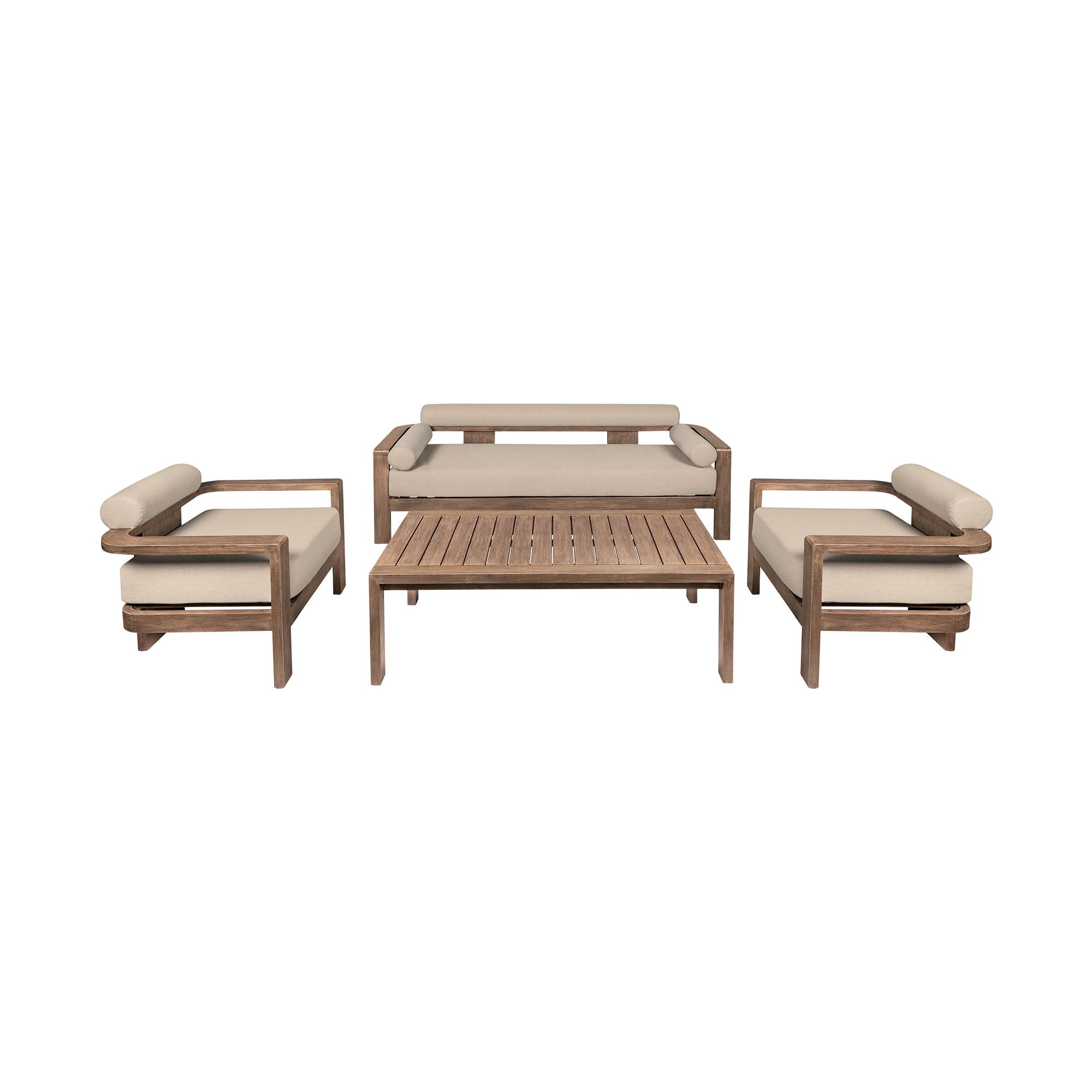 Relic - Outdoor Patio 4 Piece Conversation Set - Weathered Eucalyptus / Taupe - Premium 4 Piece Outdoor Sets from Armen Living - Just $5770! Shop now at brett interiors