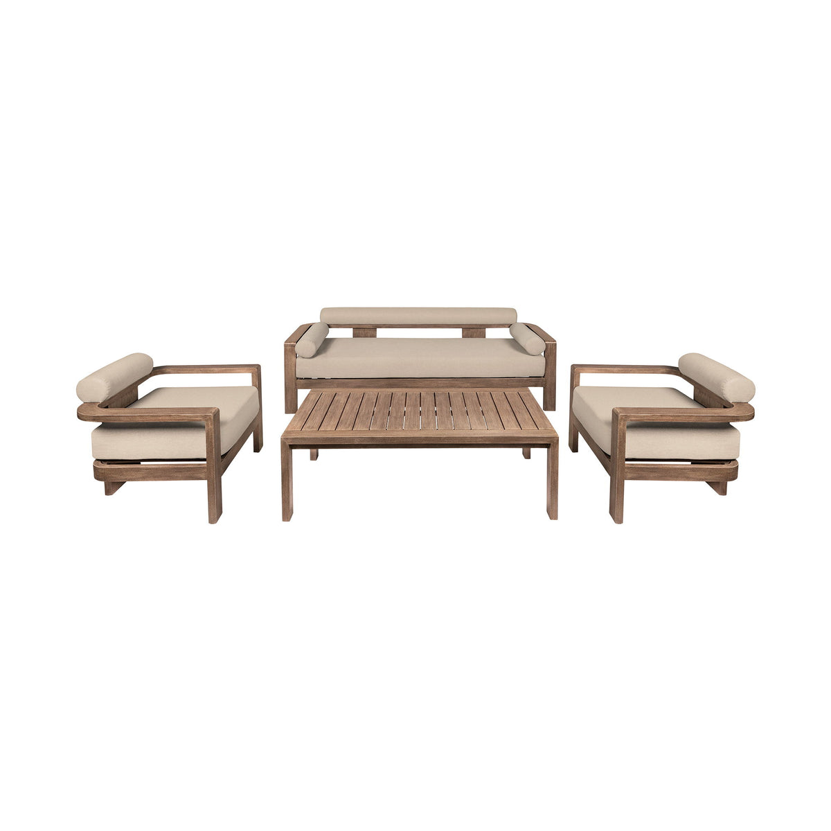 Relic - Outdoor Patio 4 Piece Conversation Set - Weathered Eucalyptus / Taupe - Premium 4 Piece Outdoor Sets from Armen Living - Just $5770! Shop now at brett interiors