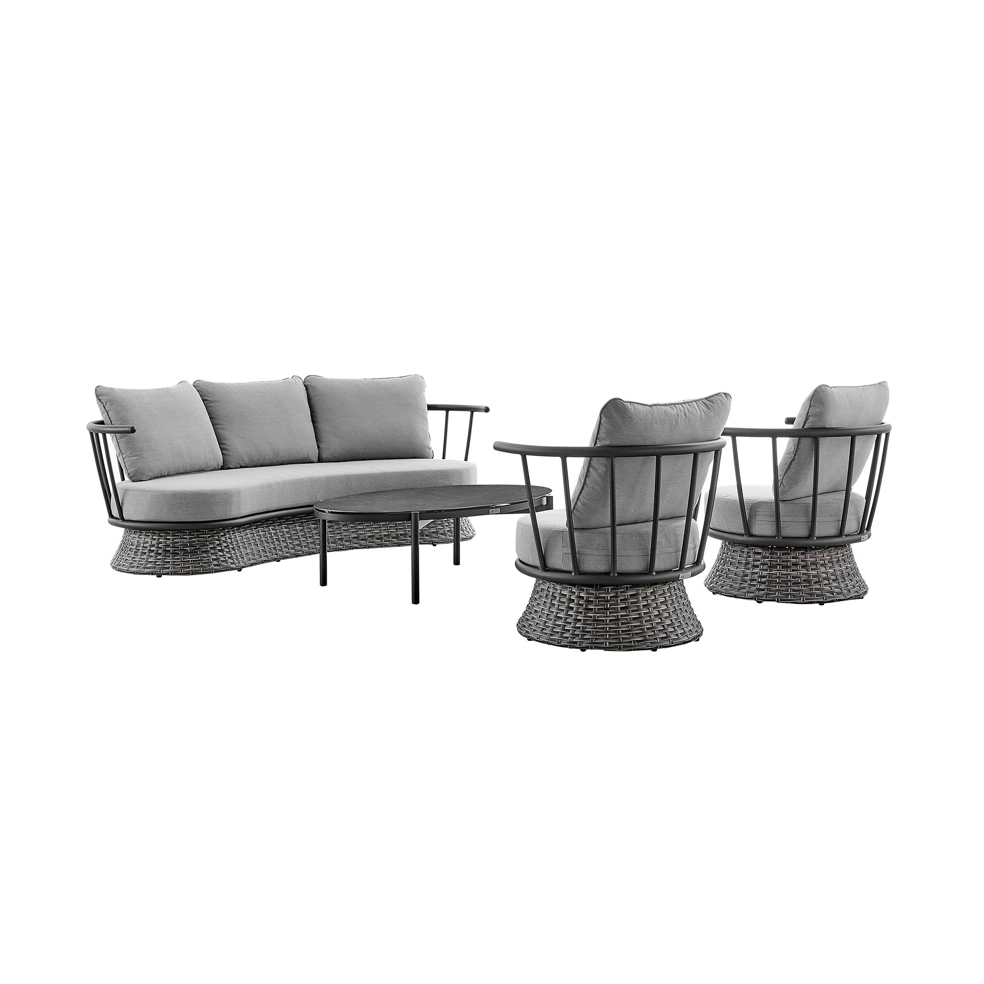 Giotto - 4 Piece Outdoor Patio Furniture Set With Cushions - Black / Gray - Premium 4 Piece Outdoor Sets from Armen Living - Just $6067.50! Shop now at brett interiors