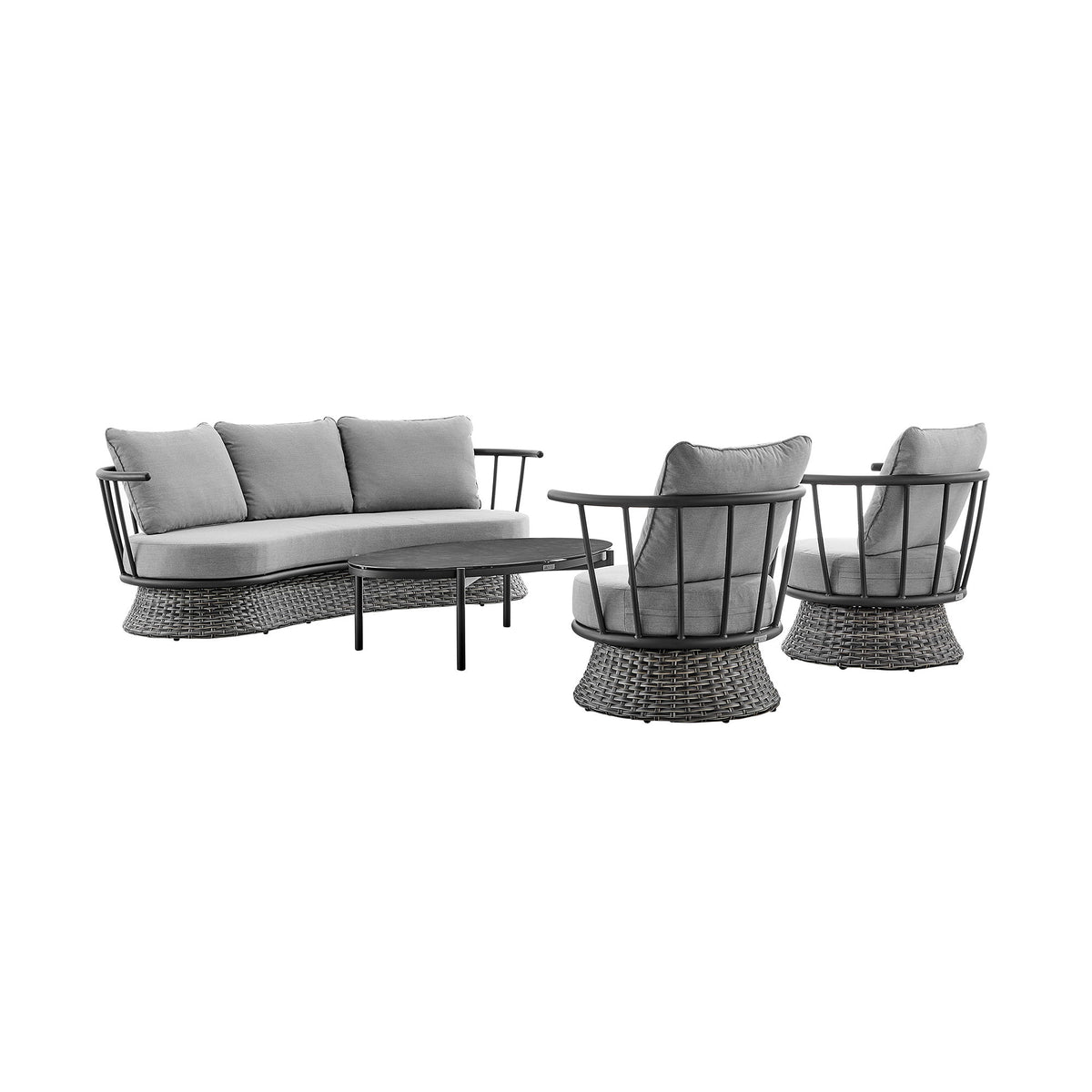 Giotto - 4 Piece Outdoor Patio Furniture Set With Cushions - Black / Gray - Premium 4 Piece Outdoor Sets from Armen Living - Just $6067.50! Shop now at brett interiors
