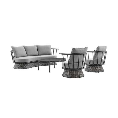 Giotto - 4 Piece Outdoor Patio Furniture Set With Cushions - Black / Gray - Premium 4 Piece Outdoor Sets from Armen Living - Just $6067.50! Shop now at brett interiors