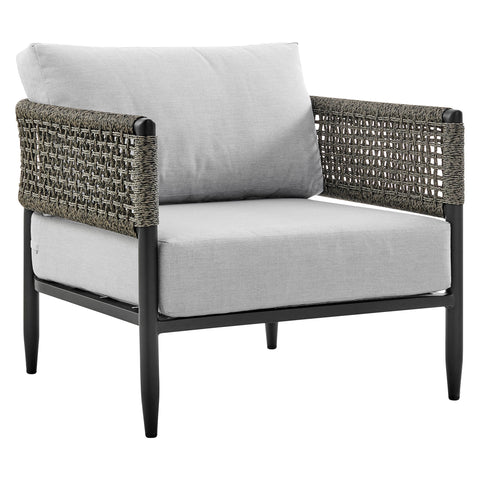 Alegria - 4 Piece Outdoor Black Aluminum & Rope Conversation Set With Cushions - Light Gray - Premium 4 Piece Outdoor Sets from Armen Living - Just $5412.50! Shop now at brett interiors