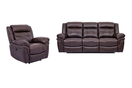 Marcel - Manual Reclining 2 Piece Sofa And Recliner Set - Dark Brown - Premium 2 Piece Living Room Sets from Armen Living - Just $3815! Shop now at brett interiors