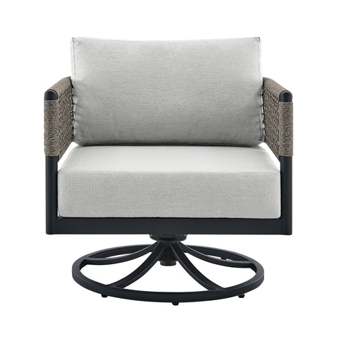 Alegria - Outdoor Patio Swivel Rocking Chair With Cushions - Black / Gray - Premium Swivel Chairs from Armen Living - Just $1495! Shop now at brett interiors