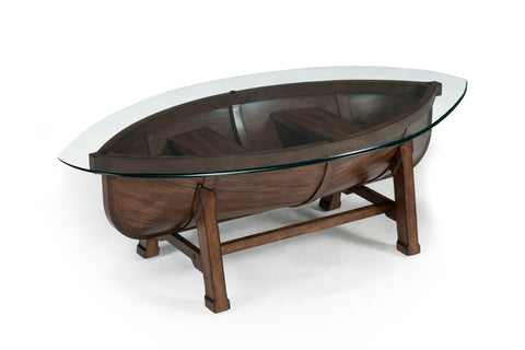 Beaufort - Oval Cocktail Table With Base And Glass Top - Dark Oak - Premium Cocktail Tables from Magnussen Furniture - Just $938! Shop now at brett interiors
