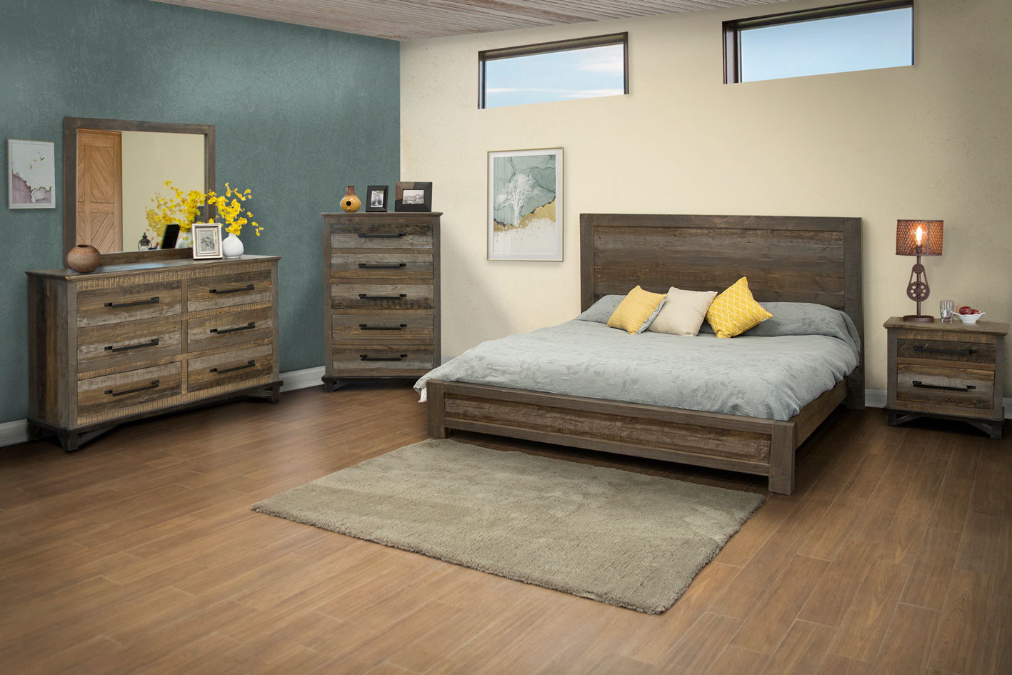 Loft Brown - 2 Drawer Nightstand - Two Tone Gray / Brown - Premium Accent Nightstands from International Furniture Direct - Just $497.50! Shop now at brett interiors