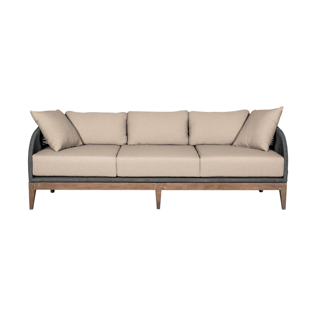 Orbit - Outdoor Patio Sofa - Weathered Eucalyptus / Taupe - Premium Sofas from Armen Living - Just $2487.50! Shop now at brett interiors