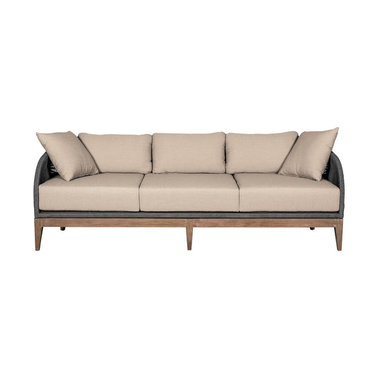 Orbit - Outdoor Patio Sofa - Weathered Eucalyptus / Taupe - Premium Sofas from Armen Living - Just $2487.50! Shop now at brett interiors