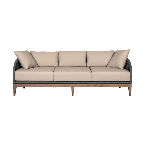 Orbit - Outdoor Patio Sofa - Weathered Eucalyptus / Taupe - Premium Sofas from Armen Living - Just $2487.50! Shop now at brett interiors