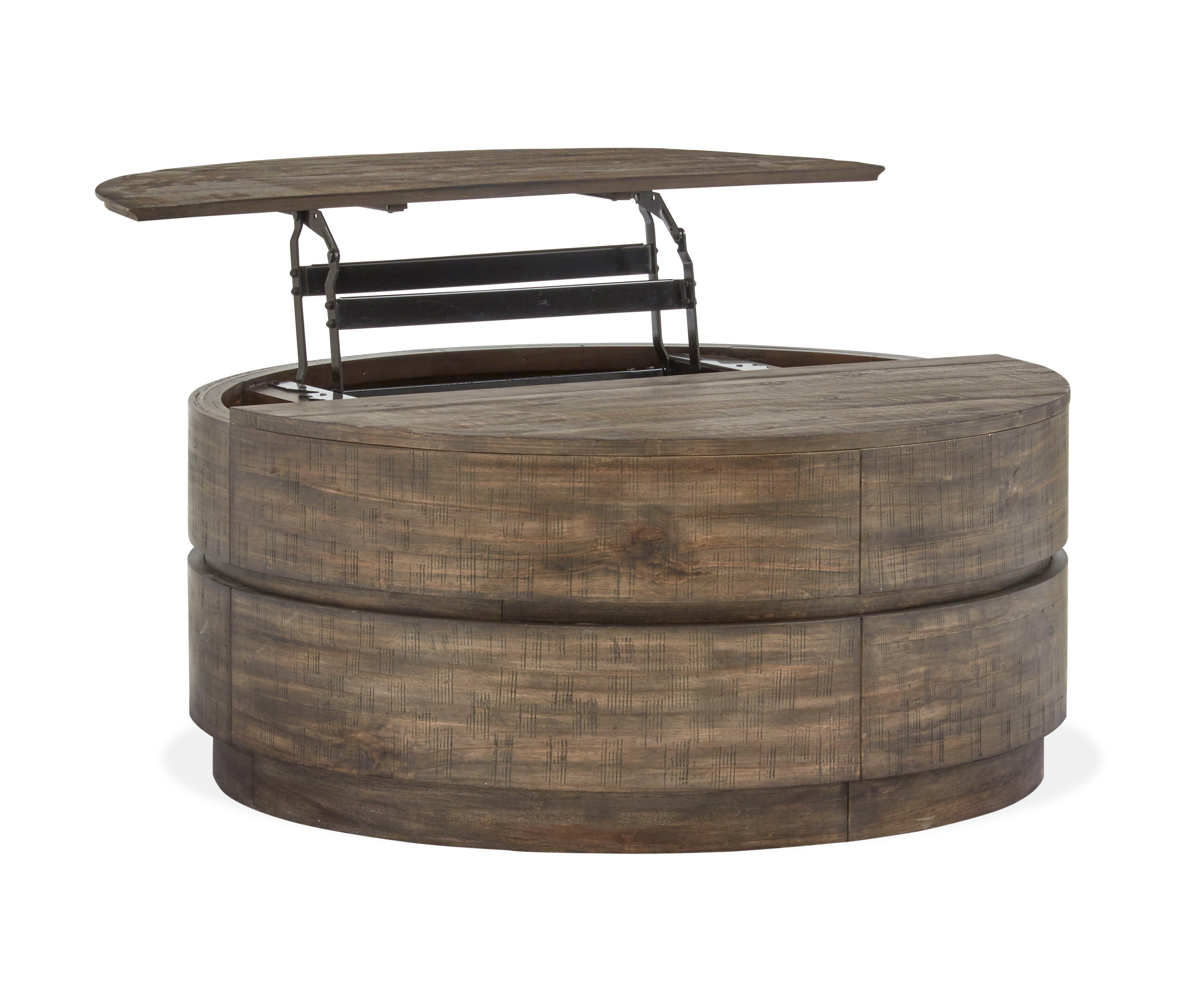Baisden - Round Lift Top Cocktail Table With Casters - Tobacco - Premium Cocktail Tables from Magnussen Furniture - Just $1109! Shop now at brett interiors